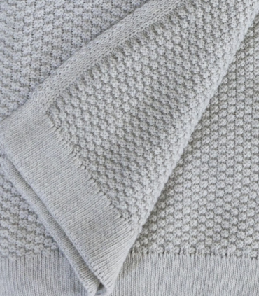 Grand Plaid Laine Tricoté Gris