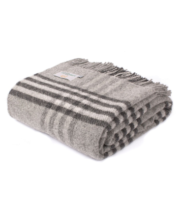 Plaid Laine Carreaux Gris 150 X 240cm - Collection Aspen