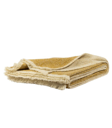 Plaid Laine et Soie Hera Jaune 140 X 180 cm