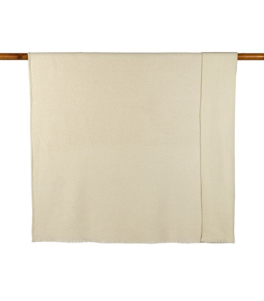 Plaid Ecru Haut de Gamme en laine et soie - Douceur et Savoir-faire