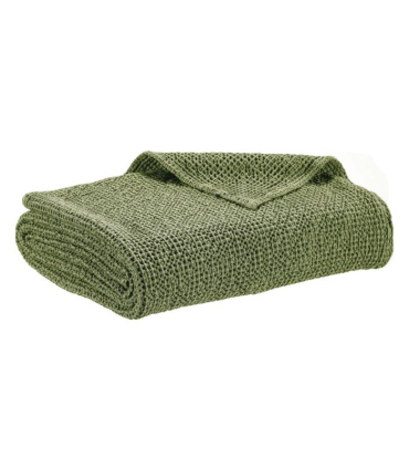 Jeté de canapé/ Couvre-lit 100% coton MAIA Vert Eucalyptus