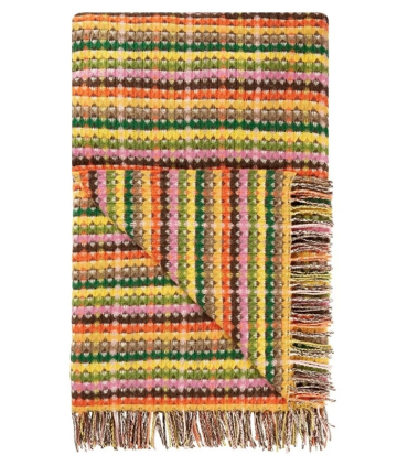 Plaid en Laine Marano Elégant et original avec ses rayures multicolores