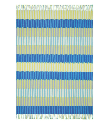 Plaid en Laine Murazzi présenté à plat pour visualisation complète des rayures