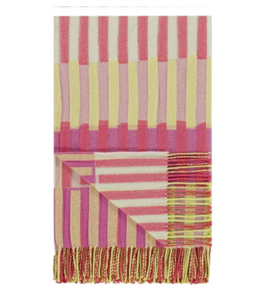 Plaid en Laine Doux et Chaud - Murazzi Rose et Vert - présentation pliée