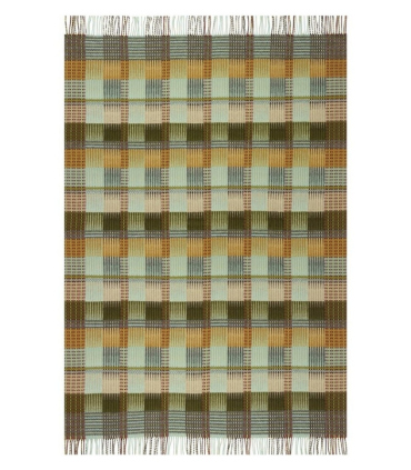 Plaid en Laine Vert et Ocre Original et Design - Collection Tasara