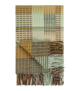 Plaid Tasara vert et ocre présenté plié à plat - Elégant