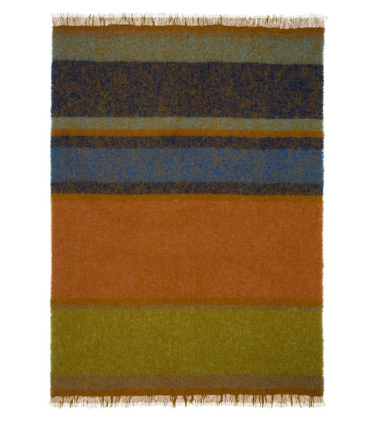 Plaid Designs Guild en Mohair Mikome à rayures Bleu, Orange et vert