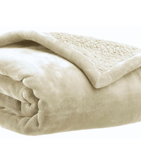 Plaid Cocooning Effet Mouton Beige Lin - Choix de tailles
