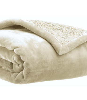 Plaid Cocooning Effet Mouton Beige Lin - Choix de tailles