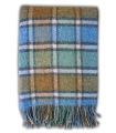 Plaid Pure Laine Ecossais Country Vert et Bleu 136 X 180 cm