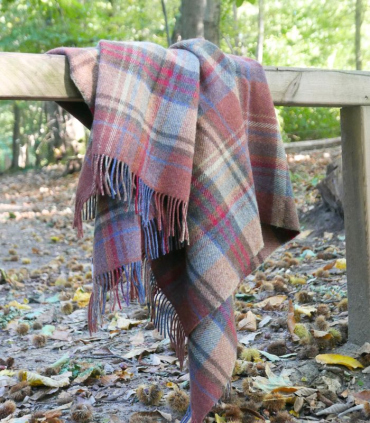 Plaid Pure Laine Ecossais Country Orange 136 X 180 cm