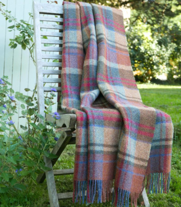 Plaid Pure Laine Ecossais Country Orange 136 X 180 cm