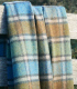 Plaid Pure Laine Ecossais Country Vert et Bleu 136 X 180 cm