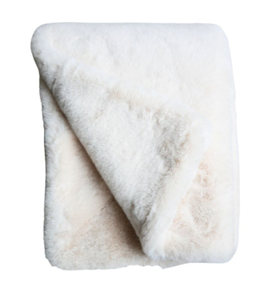 Plaid XXL / Couvre-lit Fausse Fourrure Blanc Ivoire Chamonix 240 x 260 cm