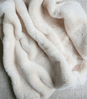 Plaid XXL / Couvre-lit Fausse Fourrure Blanc Ivoire Chamonix 240 x 260 cm