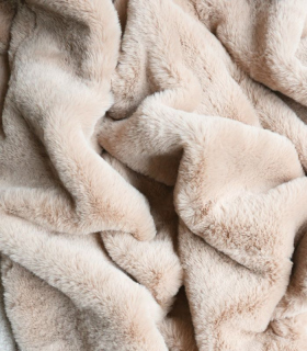 Plaid XXL / Couvre-lit Fausse Fourrure Beige Chamonix 240 x 260 cm