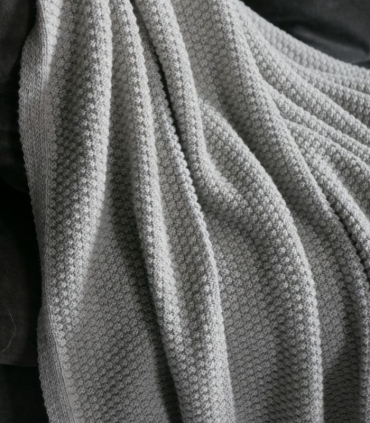 Plaid Cape Cod Gris Laine Tricoté 130 X 180 cm