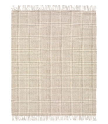 Plaid Pure Laine Anglaise Glen Check Beige et Ecru 140X185 cm