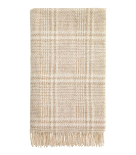 Plaid Pure Laine Anglaise Glen Check Beige et Ecru 140X185 cm