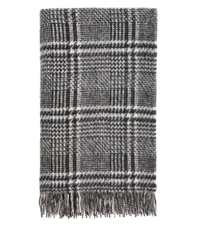 Plaid Pure Laine Anglaise Glen Check Noir et Ecru 140X185 cm