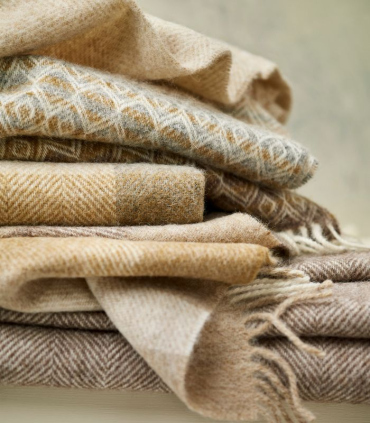 Plaid Pure Laine Anglaise Ombre Diamond Naturel 140X185 cm