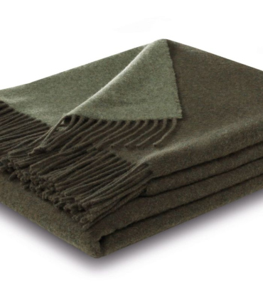 Plaid Cachemire et Laine Reversible Vert 150 X 200 cm - Collection VENICE