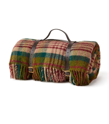 plaid pique nique ecossais chic et luxe avec sangle en cuir