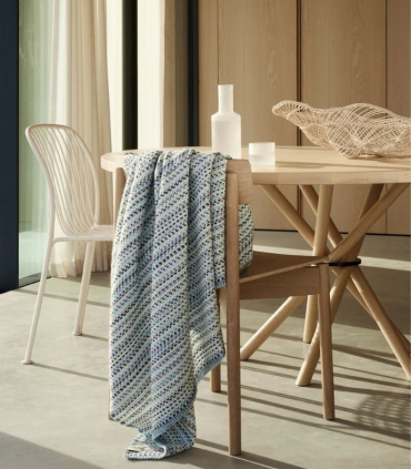 Plaid Pure Laine Juli Bleu 150 X 200 cm