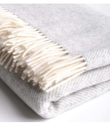 Plaid Mérinos Chevrons Gris