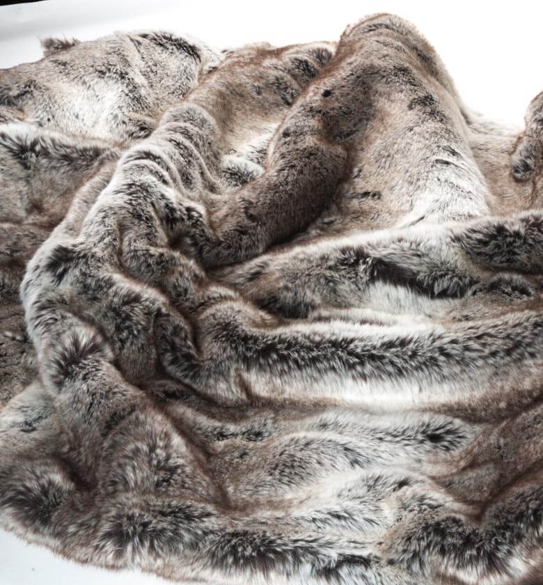 Couvre-lit Fausse Fourrure LUXE Gris 240 x 260 cm, Plaid Addict, confort haut de gamme