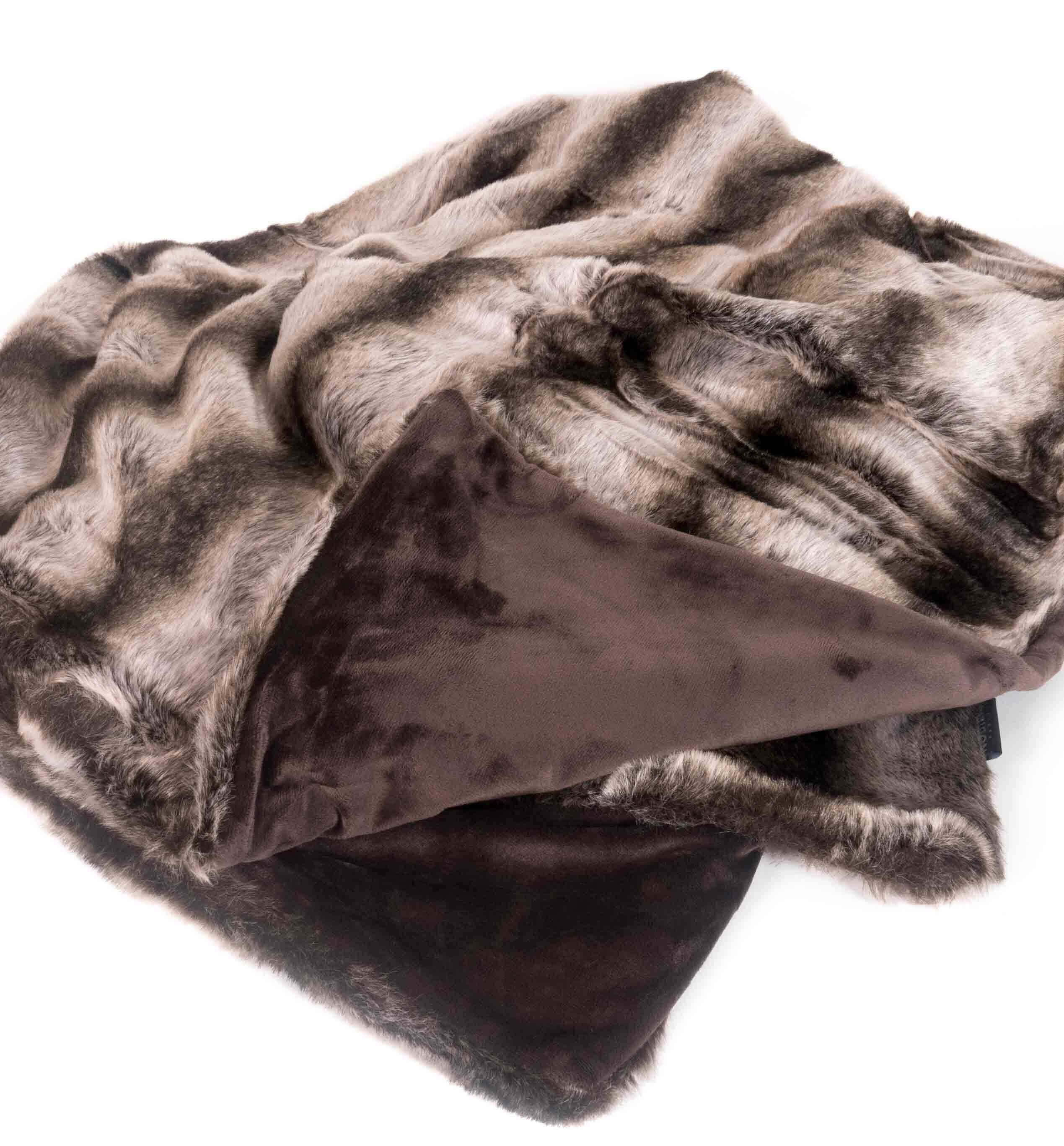 Plaid Fausse Fourrure Loup foncé 150 x 200 cm, Plaid Addict, confort haut de gamme