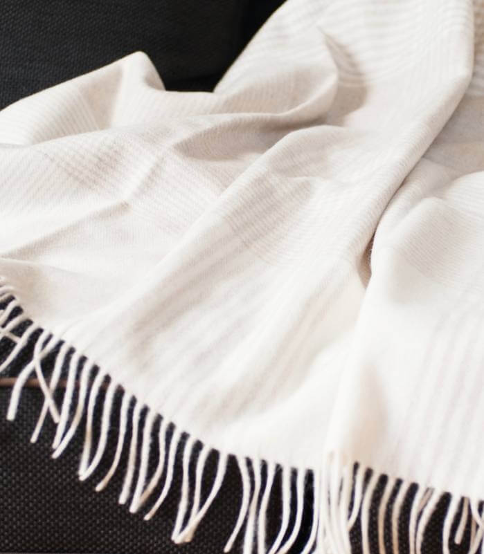 Plaid Cachemire Everest Beige, Lanerossi, tissé en Italie