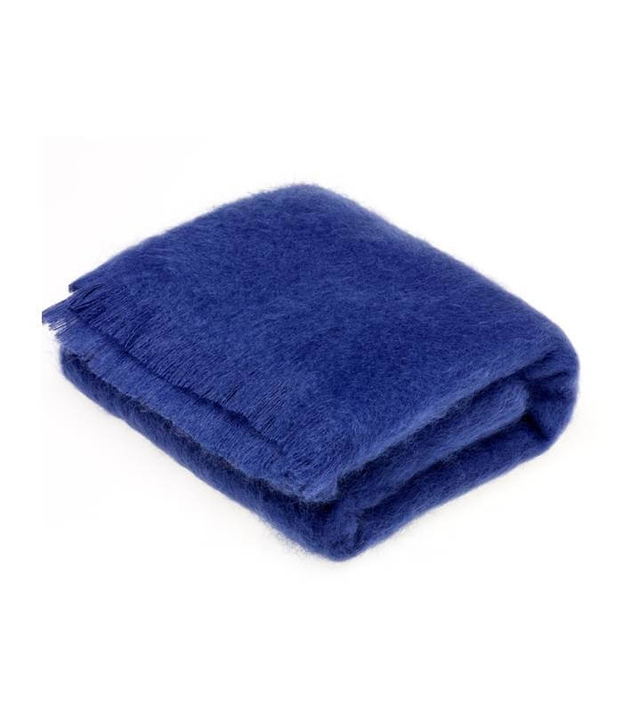 Plaid Mohair Bleu Nuit Luxe 140 x 180 cm, Plaid Addict, gros plan sur la matière