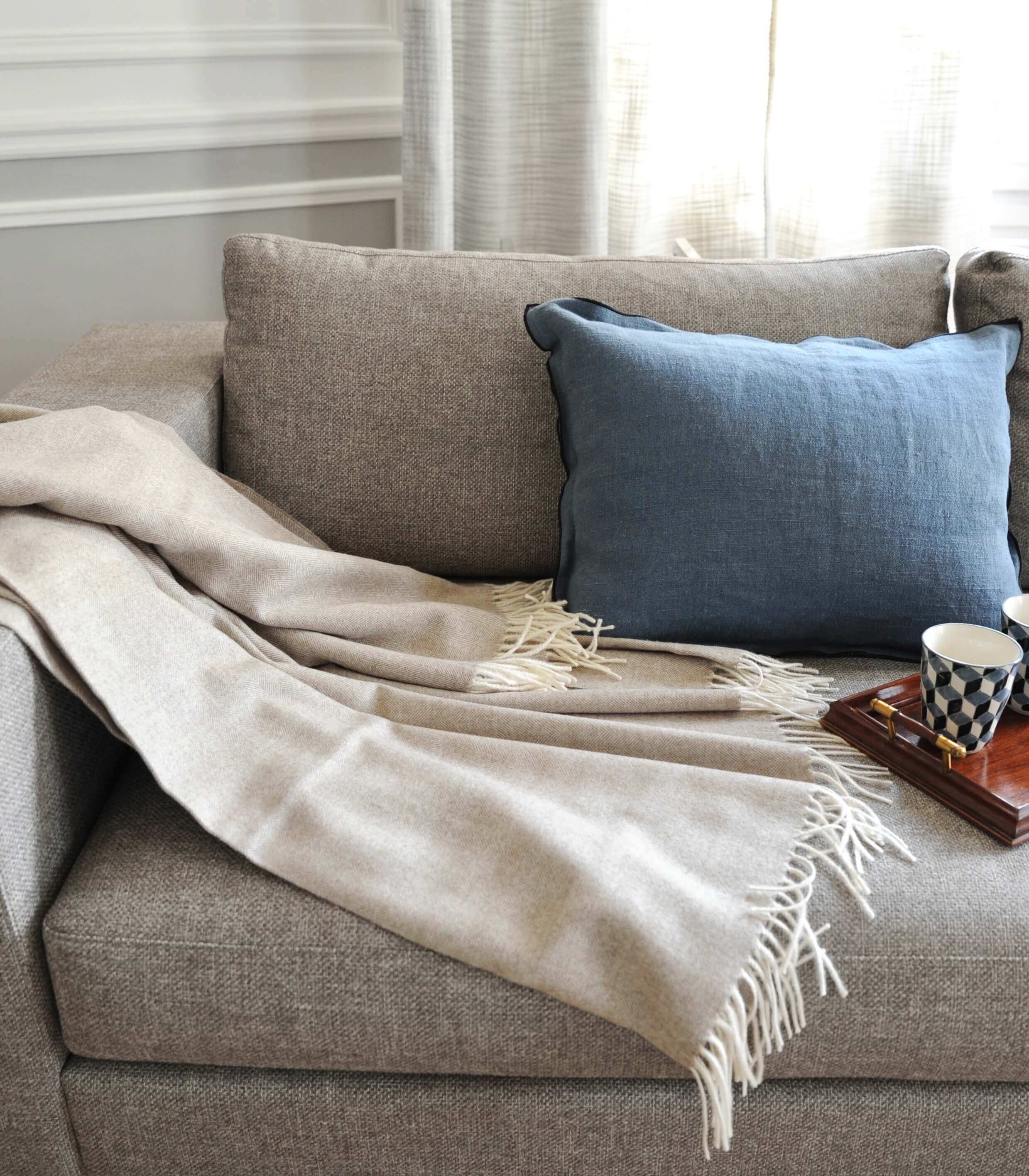 Plaid Laine Alpaga Luxe Inca Chic Beige 130 x 180cm, Casa Paola, ambiance cocooning