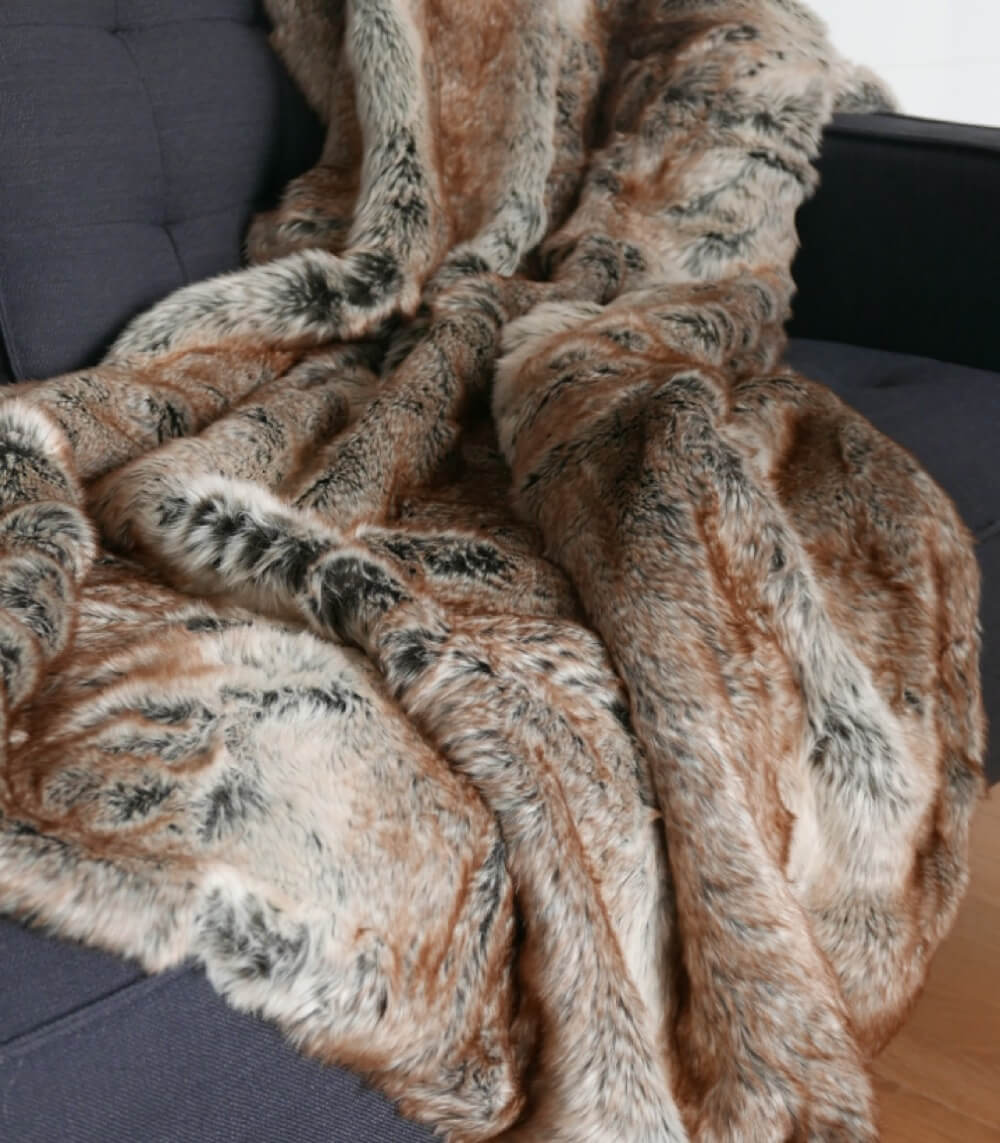Plaid Fausse Fourrure Luxe Renard 150 x 200 cm, Plaid Addict