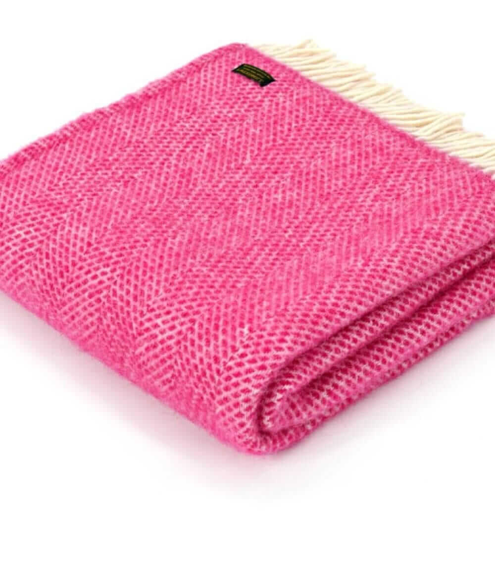 Plaid Laine Beehive Pink, The Mill, tissé en Angleterre