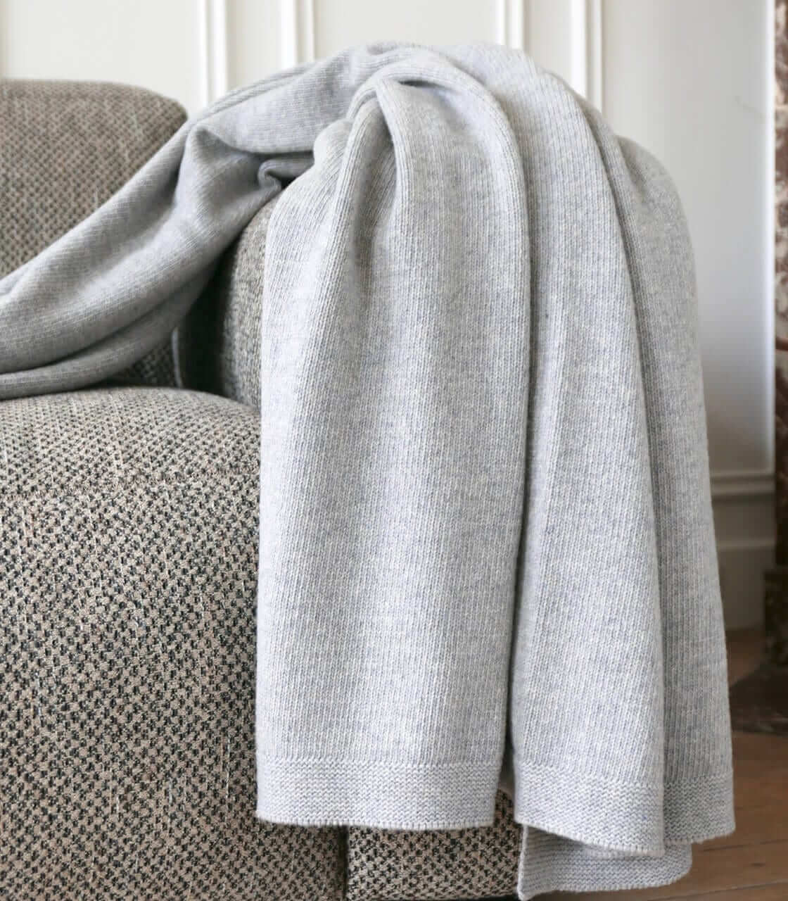 Plaid Long Island Gris Laine Tricoté 140 x 200 cm, Plaid Addict