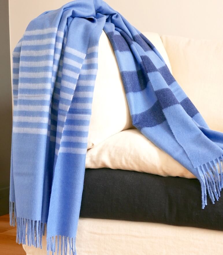 Plaid Laine Alpaga Luxe Altiplano Bleu