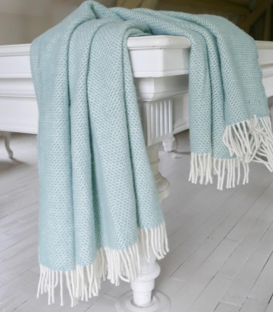 Plaid Laine Beehive Vert 150 x 183 cm, The Mill, tissé en Angleterre