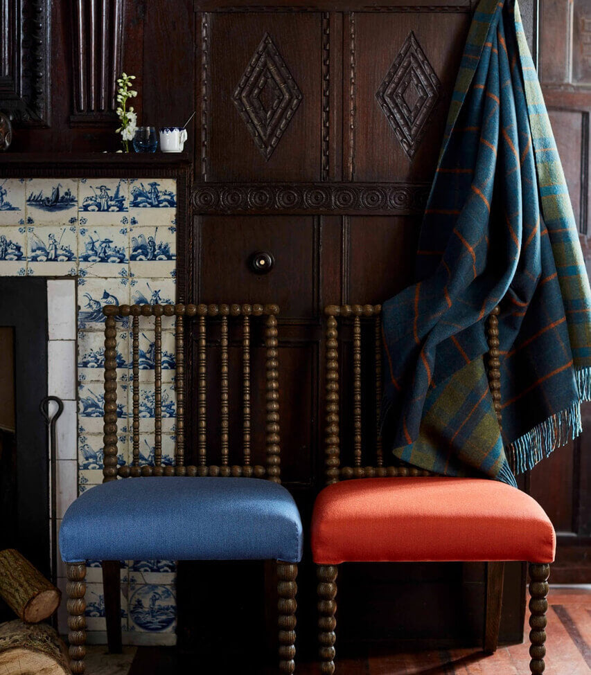 Plaid Laine Écossais Réversible Luxe Vert - vue lifestyle sur canapé ou lit