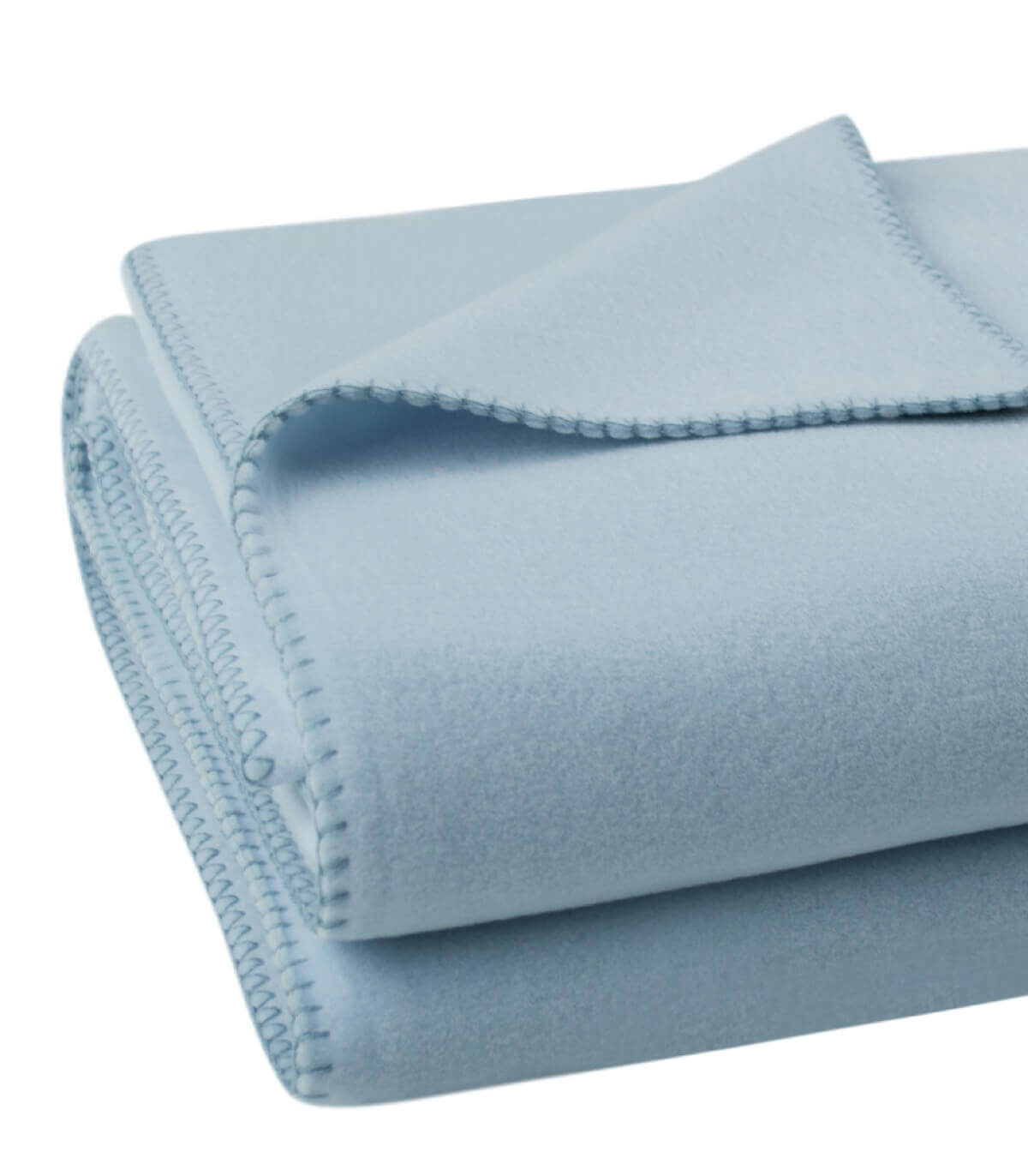 Plaid Polaire Luxe Bleu Ciel 110 x 160 cm, Zoeppritz, tissé en Italie