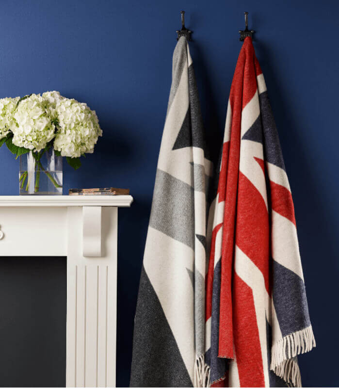 Plaid Laine Mérinos Union Jack 130 x 200 cm, B at Home, tissé en Angleterre