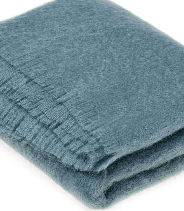 Plaid Mohair Bleu Vert Luxe - en Mohair - tissé en une filature anglaise qui sélectionne avec soin sa laine