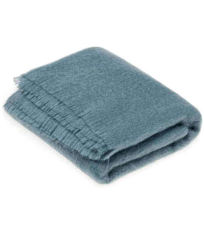 Plaid Mohair Bleu Vert Luxe - cadeau déco en Mohair tissé en une filature anglaise qui sélectionne avec soin sa laine