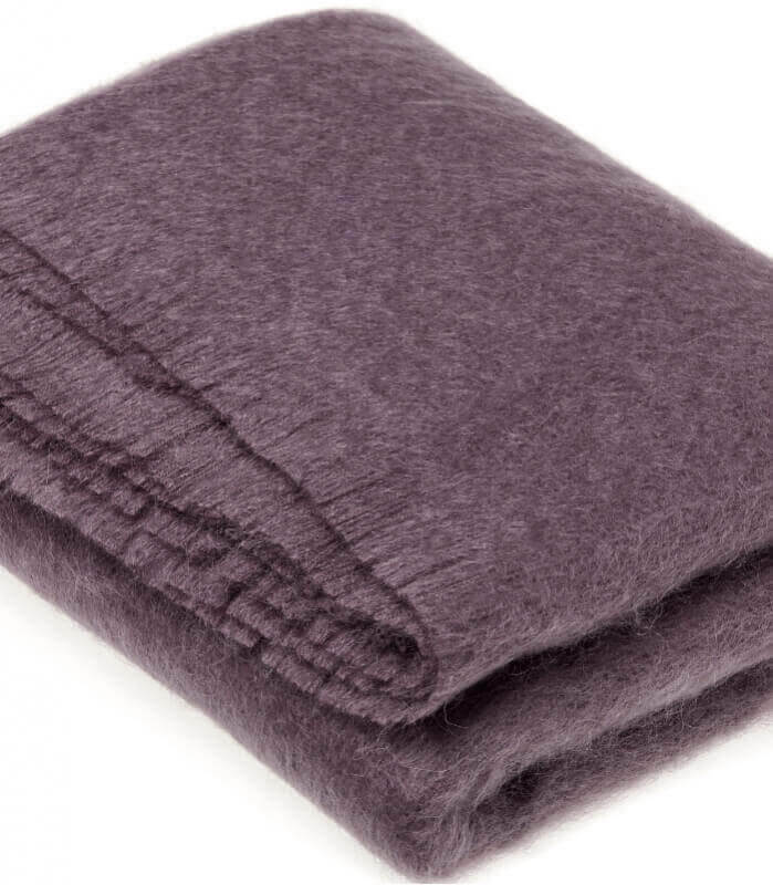 Plaid Mohair Prune Luxe - en Mohair - haut de gamme