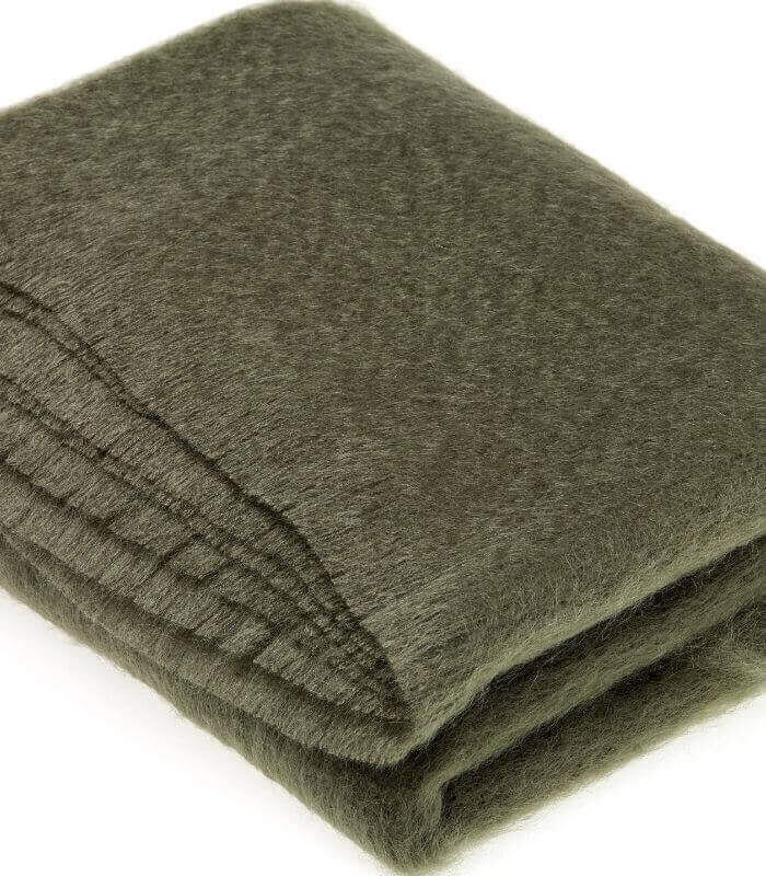 Plaid Mohair Vert Kaki Luxe 140 x 180 cm, Plaid Addict