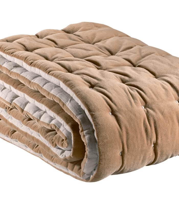 Chemin de lit Velours ELISE Camel 90 x 240 cm, Vivaraise
