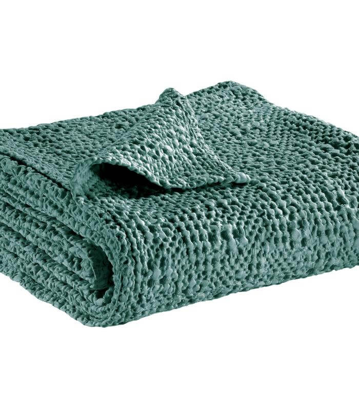Jeté de canapé/Couvre-lit 100% coton TANA Vert de Gris, Vivaraise