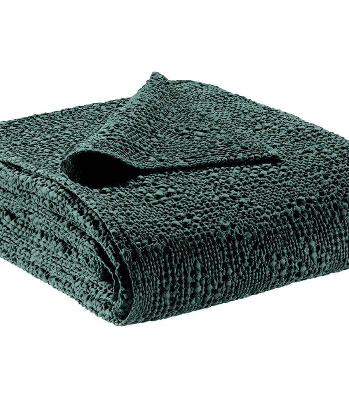 Jeté de canapé/Couvre-lit 100% coton TANA Vert Prusse, Vivaraise