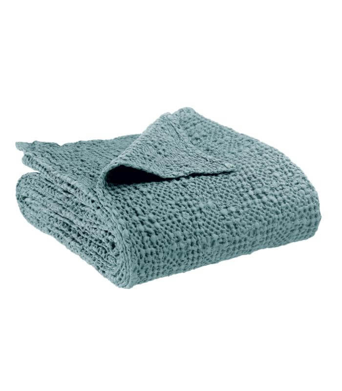 Jeté de canapé/Couvre-lit 100% coton TANA Bleu Alizée, Vivaraise, gros plan sur la matière
